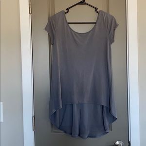 Grey top with sheer back panel